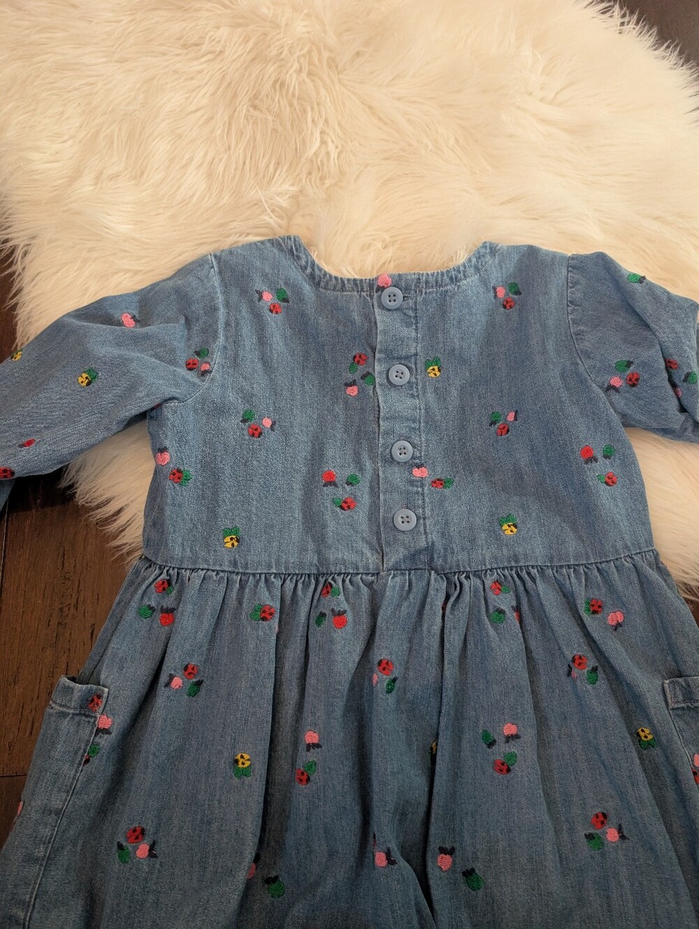 Bundle! 4 Hanna Andersson Dresses Short Long Sleeve Embroidered Denim Ladybug 5T - Picture 13 of 13